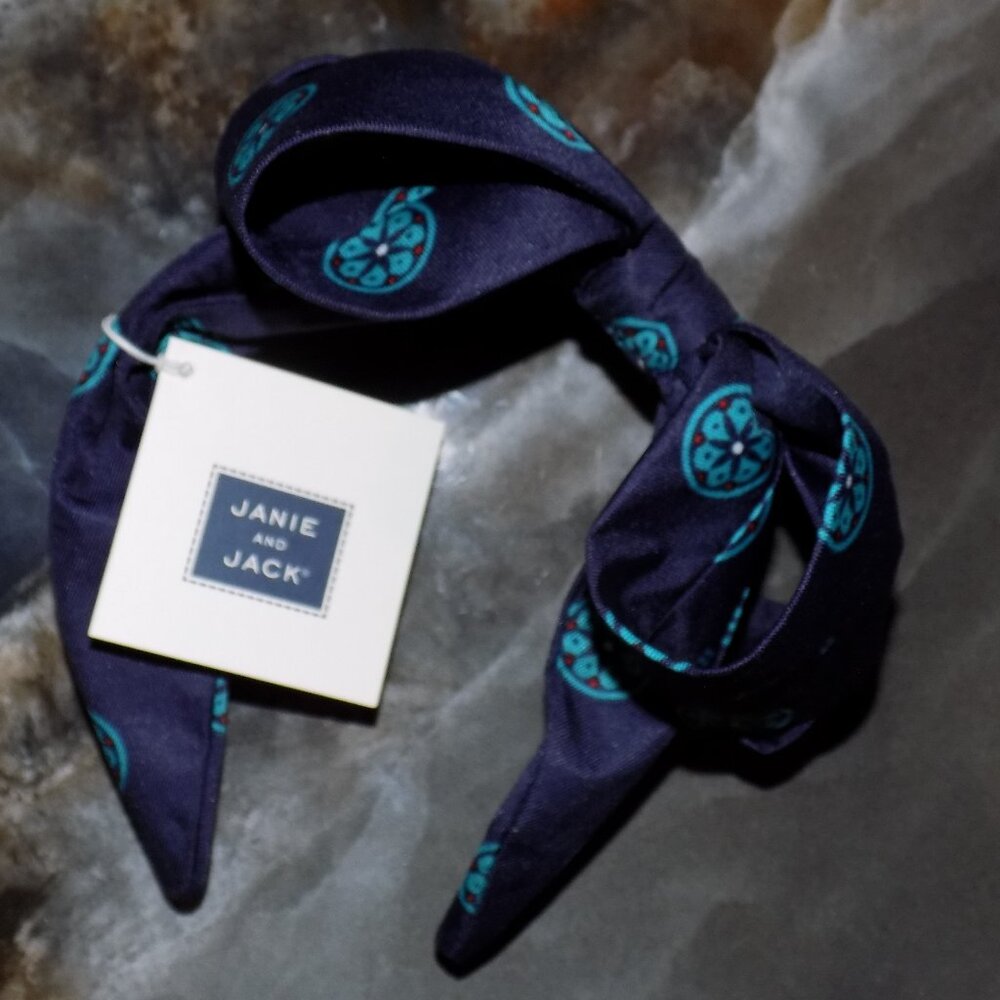 Janie and Jack Blue Medallion Side Bow Headband One Size Girl's NEW